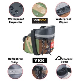 Rough Enough - Bolsa para sillín de bicicleta debajo del asiento para almacenamiento de bicicletas de montaña al aire última intervensión, impermeable, Cordura