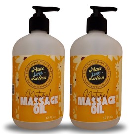 Peace Love + Lotion Apricot Mango Scented Natural Massage Oil, 12 Oz (2 Pack)