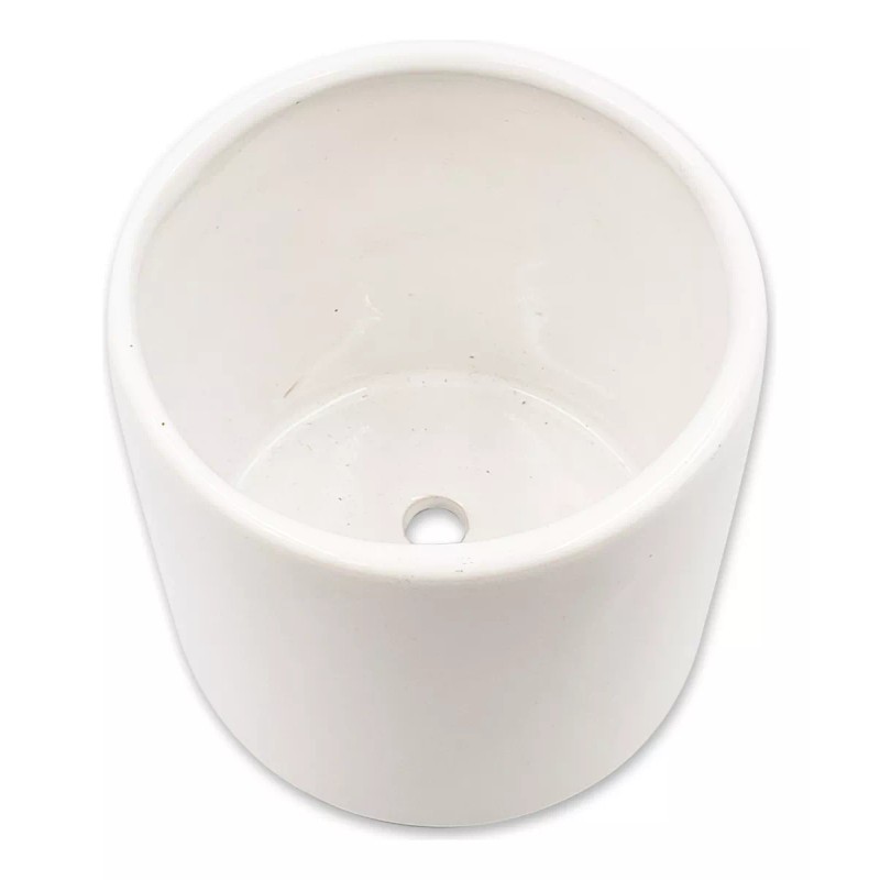 Muna Maceta Blanca De Cerámica Con Base De Madera Minimalista