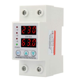 Overcurrent Protection, AC230V 63A Voltage Current Protection, Single-Phase Surge Protection, 230V-300V Adjustable, DIN Rail Installation