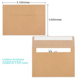 90 Packs 3.5x5 Envelopes for Invitations, A1 Invitation Envelopes, Brown Kraft Envelopes, Small Envelopes RSVP Envelopes for Weddings, Photos, Postcards, Greeting Cards, Mailing