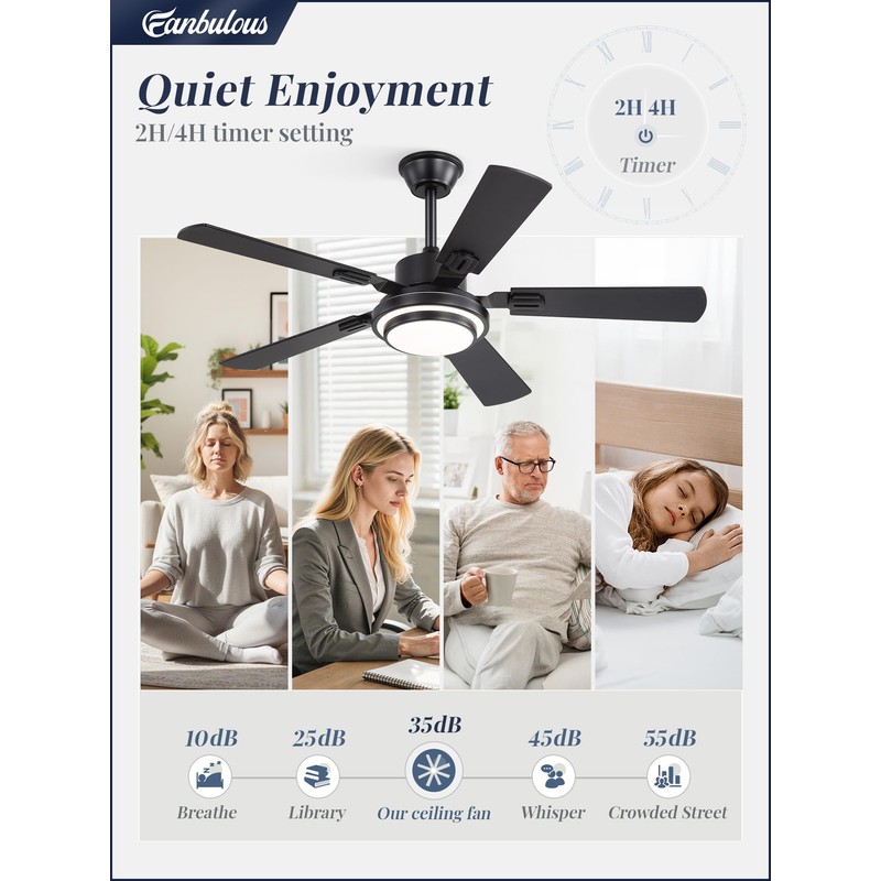 48 Inch Indoor Outdoor Large Ceiling Fans with Lights and