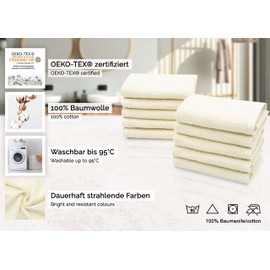 ZOLLNER Set of 10 Flannel Cloths 30 x 30 cm Cotton Natural