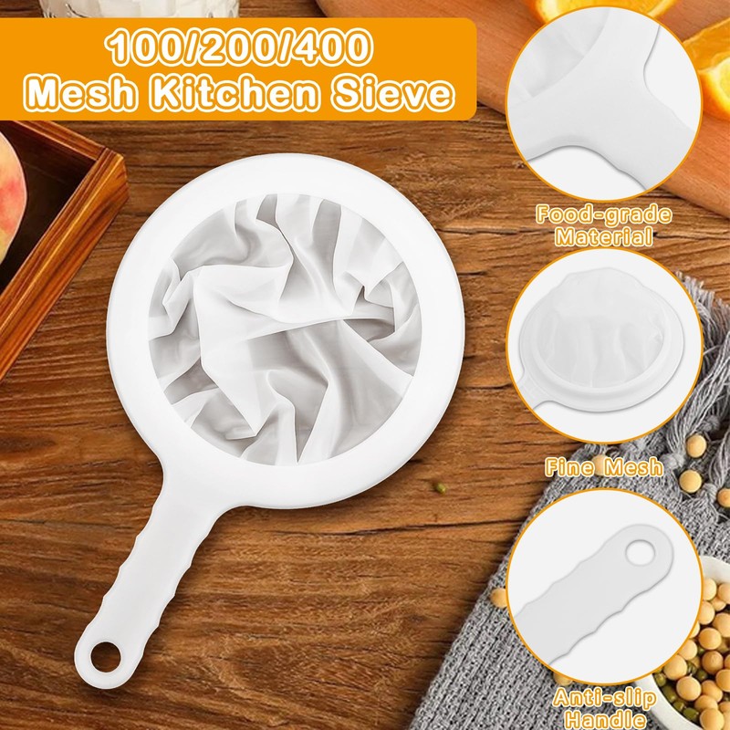 Bomtop Fine Strainer, Pack of 3 Ultra Fine Nylon Filter