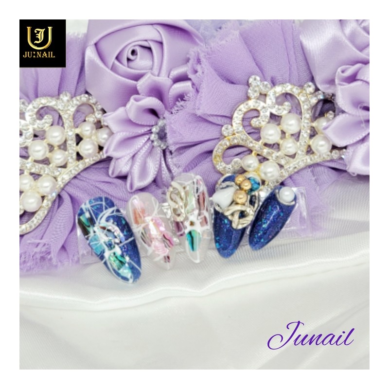 Yeosu night sea handmade nail tips - Short Oval /