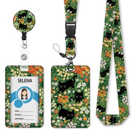 Cute Cats Lanyards for ID Badges, Badge Holder with Lanyard Detachable, Badge Reel Retractable Keychain Clip, Vertical Cruise Ship Cards Holder Protector Name Tags, Teacher Nurse Office Women Gifts