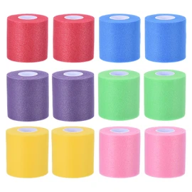 PATIKIL 12 Pack Foam Sports Pre-Wrap Athletic Tape Sports Elastic Wrap 30 Yards Breathable Bandage Roll Tennis Racquet Grip Tape Cushion Wrap for Hair Ankle Wrist 6 Colors