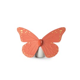 LLADRÓ Butterfly Figurine. Golden Luster & Coral. Porcelain Butterfly Figure.