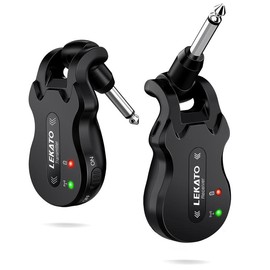 LEKATO WS-50 Wireless Guitar System 5.8G 4 Channels, Rechargeable Wireless Guitar Transmitter Receiver, Audio Wireless Transmitter Receiver, 100m Transmission Range for Electric Guitar Bass, Music Lovers Boys Girls Friends Gift - Color: Black