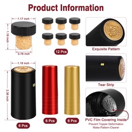 30 Pcs Wine Sealer for Wine Bottles - Bottle Sealer for Cruise, Plastic Heat Shrink Cap & Wood Cork Stopper with Plastic Top