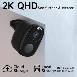 Security Cameras Outdoor Wireless, Battery Powered Wire-Free Spotlight Camera, 2K FHD Video, 2 Way Audio, AI Motion Detection, Color Night Vision, Cloud/SD(up to 256G), Compatible with Alexa, Black