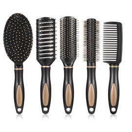 dusaniyali 5 Piece Hair Brush Set, Massage Hair Brushes, Bristle Comb, 5 Types Anti-Static Hair Brush, Styling Brush for Women, Men, Children, All Wet or Dry Hair