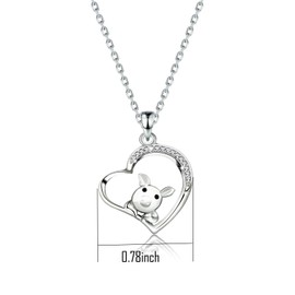 BNQL Friend not Food Pig Necklace Pig Heart Pendant Necklace Pig Lover Gift (silver)