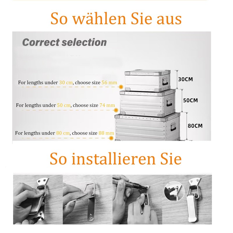 Stainless Steel Tension Latch, with Screws, Box Closure, Snap Closure,