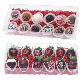 20 pcs 12x5x2Inches Plastic Clear Cookies Boxes Chocolate Covered Strawberries Boxes Bakery Boxes Cakesickle Boxes Browine Treat Chocolate Truffle Boxes for Christmas Valentine's Mother's Day
