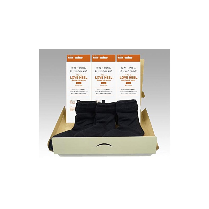 Moisturize Your Kakato! Love Heel (Women's) Black 3 Pairs SET
