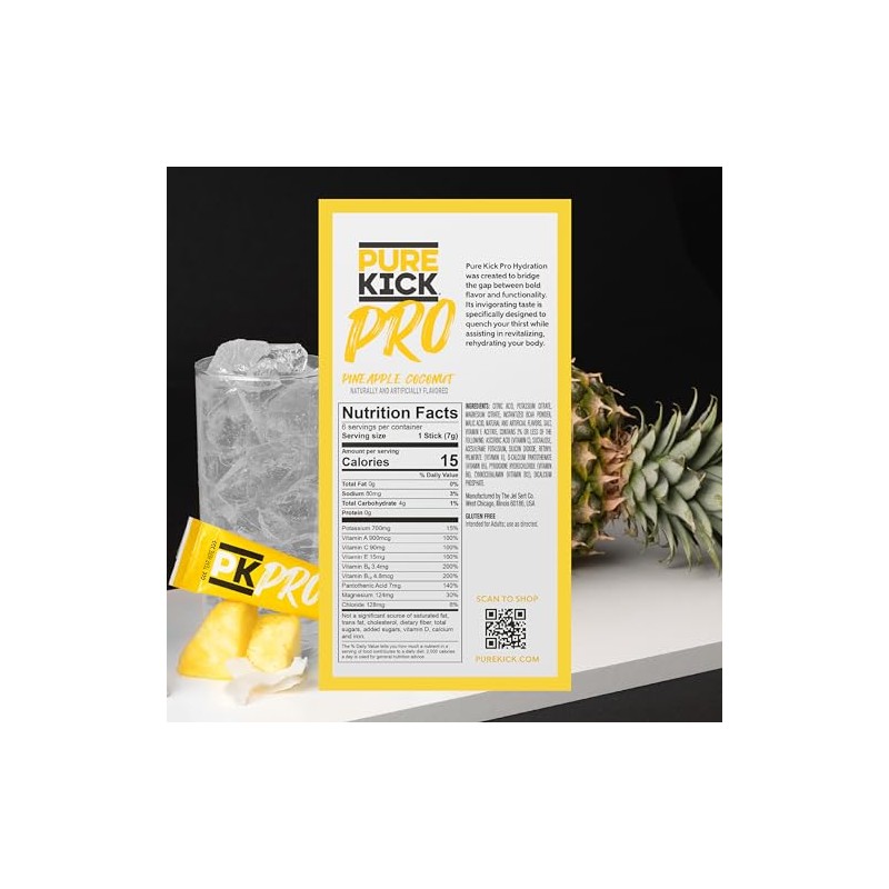 PURE KICK PRO Hydration Electrolyte Drink Mix - Pineapple Coconut