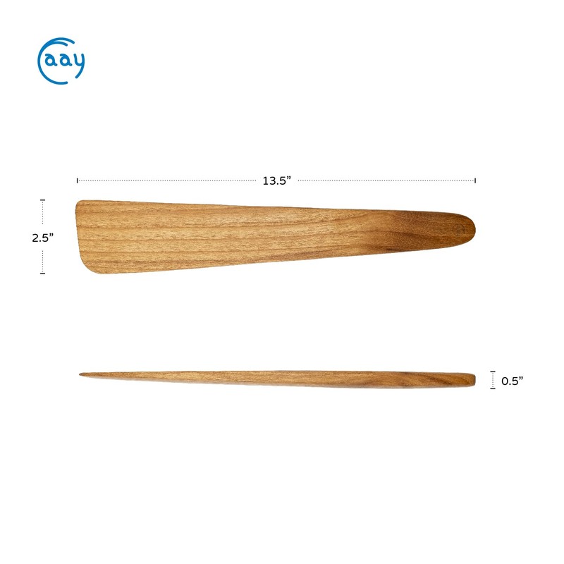 FAAY 13" Flat Wooden Spatula for Cast Iron, Egg Flipper,