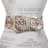 Women's 3" Wide Hand Made Braided Square Buckle Belt, Gold/Silver/Copper/Combo