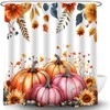 CWHCWA Fall Shower Curtain Watercolor Pumpkin, Pink Orange, 70" W