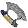 HIVE BLADES Damascus Ulu Knife Pizza Cutter Rocker Knife Mezzaluna