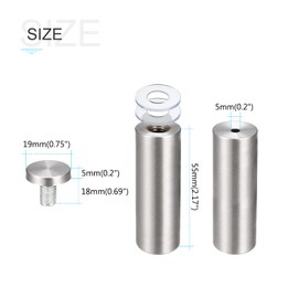 METALLIXITY Signs Spacer Screws (19 x 62 mm) 6 Pieces Stainless Steel Promotional Screws Glass Acrylic Advertising Nails - for Picture Frame Sign Display