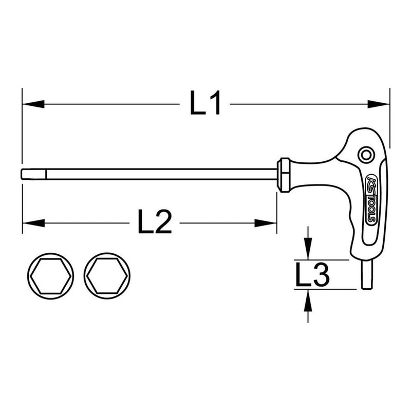 KS Tools 151.2845 T-Handle hex Key Wrench, 9/64"