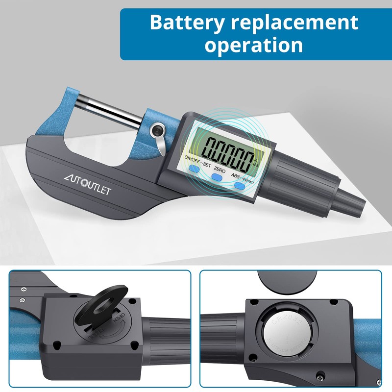 AUTOUTLET Micrometer Digital Outside Micrometer 0-25 mm / 0.001 mm,
