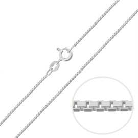 Designer Inspirations Boutique 18" Inch Sterling Silver 0.8 mm Thick Box Link/Square Link Chain Necklace for Women Teenager Girls - Fine/Trace Silver Chain - Weight: 1.4 Grams