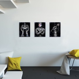 Kalormore African American Canvas Wall Art Decoration Inspirational Black Man King Crown Painting Giclee Prints Framed and Stretched Picture for Living Room Bedroom Home Office Wall DecorOrigin