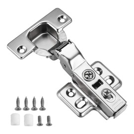 Kimdot Half Overlay 35mm Cup European Hidden Hinge Clip-on Plate for Easy Installation Kitchen,Bathroom Heavy-Duty Frameless Soft Close Hinge Four Hole Mounting Plate Hinges 2PCS