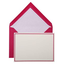 G.Lalo Lalo Vergé de France 32615L Card Set (25% Hadern with 10 Cards Vergé Paper 300 g, 107 x 152 mm, with Colour Edge Raspberry, 10 Envelopes, Raspberry, White Lined, 114 x 162 mm, 1 Pack)