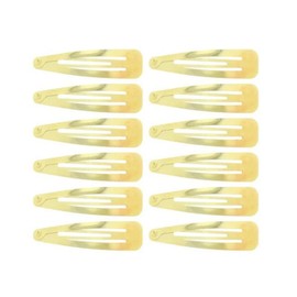 Hair Snap Clips Slides for Women, Girls, 7 cm, Gold, Silver or Black Metallic, Pack of 12 (Gold)