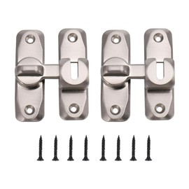 Kisbeibi 90/180 Degree Sliding Door Lock, 2pcs Mini Size Screen Door Latch Barn Door Lock, Zinc Alloy Safety Angle Locking Latch for Garden, Bathroom, Outdoor, Garage, Window(Silver)