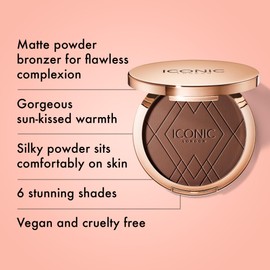 ICONIC LONDON Ultimate Bronzing Powder | Silky Powder, Flawless Matte Finish Bronzer Cruelty-Free, Vegan Makeup, (Rich Bronze) 0.59 oz