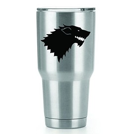 Stark Game of Thrones Vinyl Decals Stickers (2 Pack!!!) | Yeti Tumbler Cup Ozark Trail RTIC Orca | Decals Only! Cup not Included! | 2-3 X 4 inch Black Decals | KCD1066