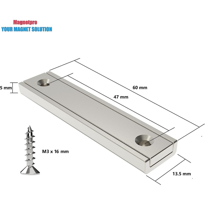 Magnetpro Pack of 2 Rectangular Magnets 30 kg Force 60