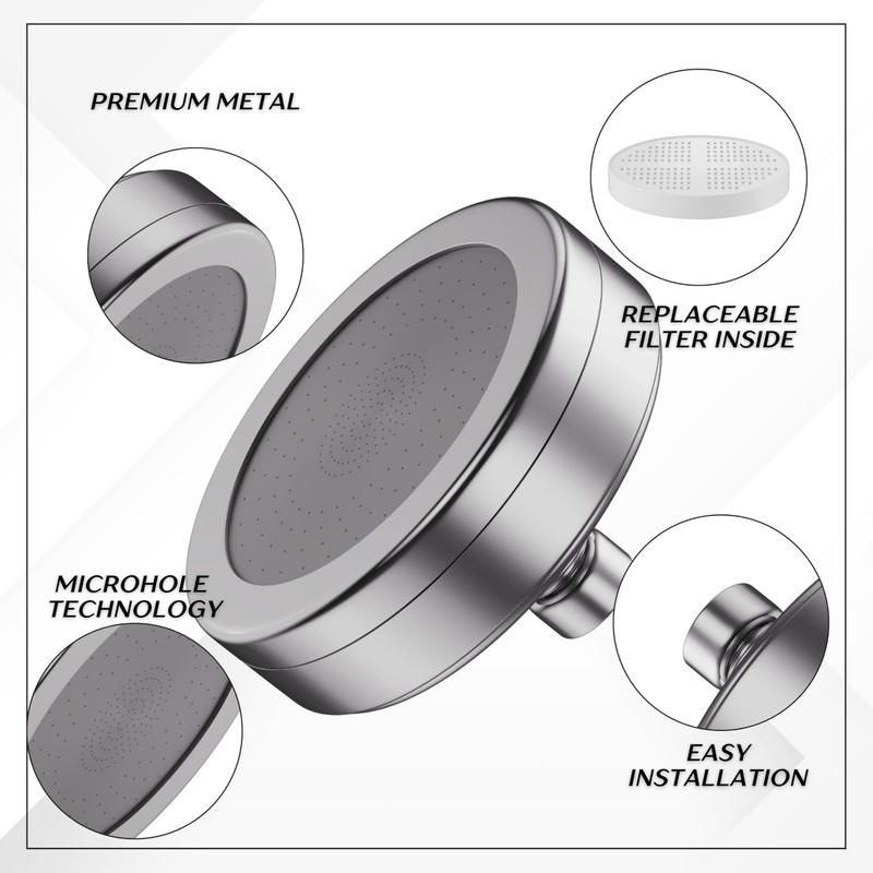 Filtered Shower Head - All Metal With Shower Filters -