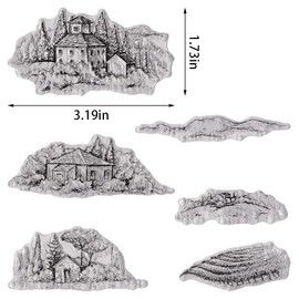 Hying Trees House Clear Stamps for Card Making, Mountain Forest Transparent Rubber Stamps Home Trees Stamp Seal for Crafting DIY Scrapbooking Photo Album Decorations