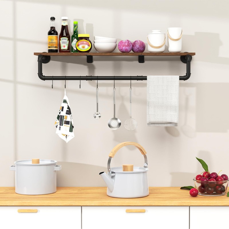 YheenLf Industrial Pipe Clothes Rack, Wall Mounted Garment Rack, Heavy