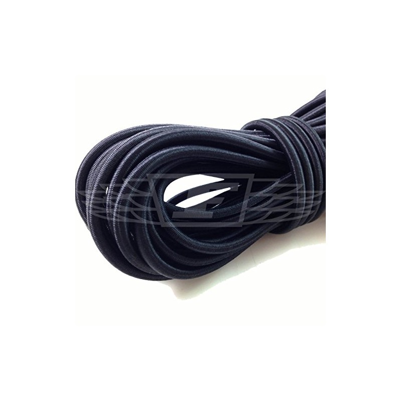 5mm x 5 METERS, BLACK STRONG ELASTIC BUNGEE ROPE SHOCK