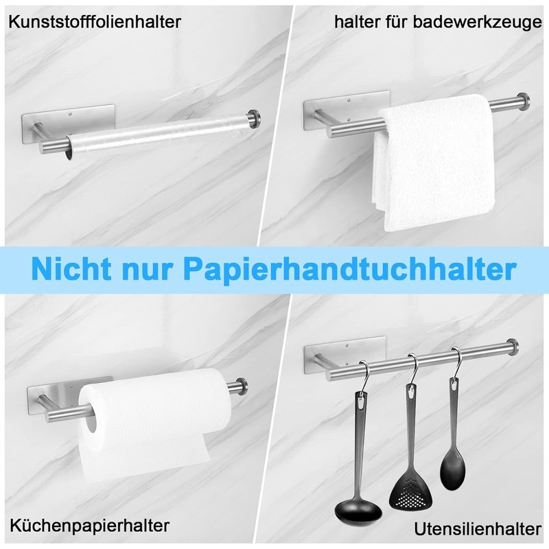 Deymogs Stainless Steel Kitchen Wall Roll Holder, No Drilling Required,