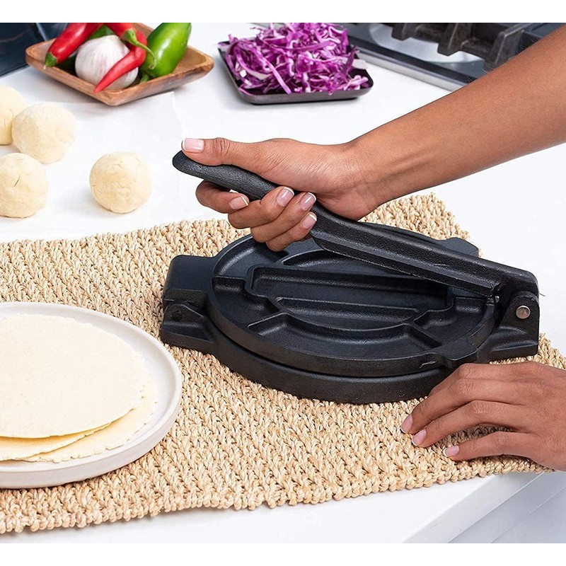 Cast Iron Tortilla Press, Heavy Duty Tortilla Pataconera, 10" Flour