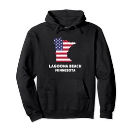 Distressed Patriotic USA Flag Lagoona Beach, Minnesota Pullover Hoodie