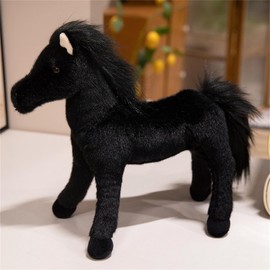 champracer Horse Cuddly Toy, Simulation Horse Plush Toys, Cute Cuddly Toy Horse, Plush Horse, Gift for Friends and Children (25 cm, Black)