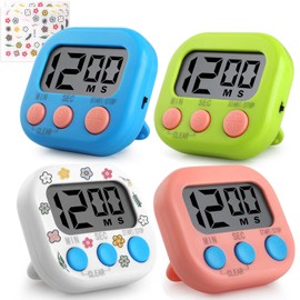 GeeRic Temporizador de Cocina Digital, 4 Paquetes Cronometro Digital Reloj de Cocina Alarma de,Timer de Gestión de Aprendizaje para Aula,Profesor