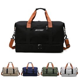 lafo Sports Bag & Travel Bag for Men and Women, Weekend Bag, Gym Bag, Waterproof Swimming Bag with Shoe Compartment & Wet Compartment, for Travel, Holiday, Gym, Sports, Fitness, Duffel Bag, black,