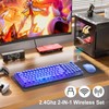 Wireless Light Up Keyboard and Mouse,Cute 2.4Ghz Cordless Rechargeable Clear