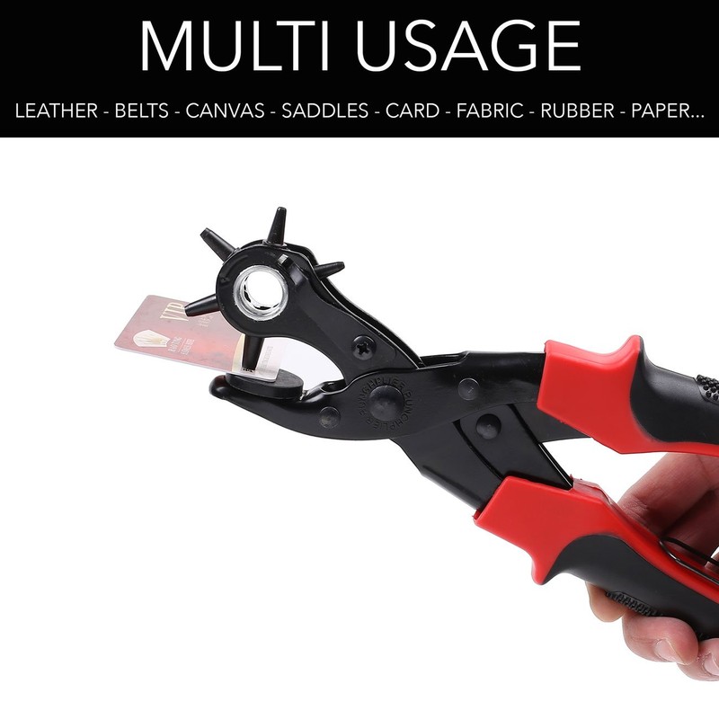 TAKIT Hole Punch Plier, Revolving Heavy Duty Leather Hole Punching