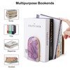 2 PCS Purple Marble Wooden Bookends for Shelves Beautiful Book